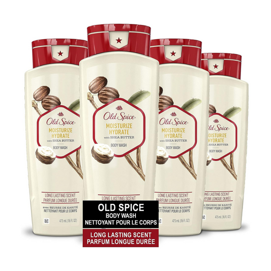 Men's Body Wash Moisturize with Shea Butter, Old Spice (Pack of 4)